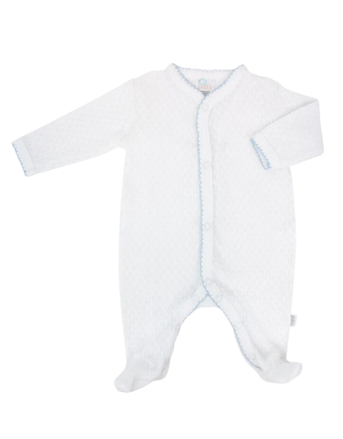 White Paty Knit Footie w/ Trim