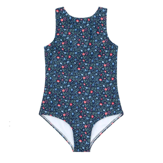 Girls Midnight Vineyard Double Bow One-Piece