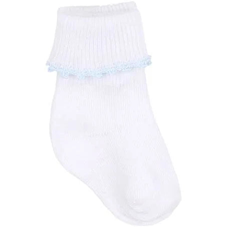 Magnolia Baby Essential Socks | White with Blue Trim