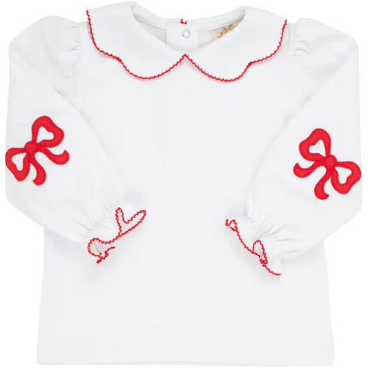 Emma's Elbow Patch Top | Worth Avenue White/Richmond Red