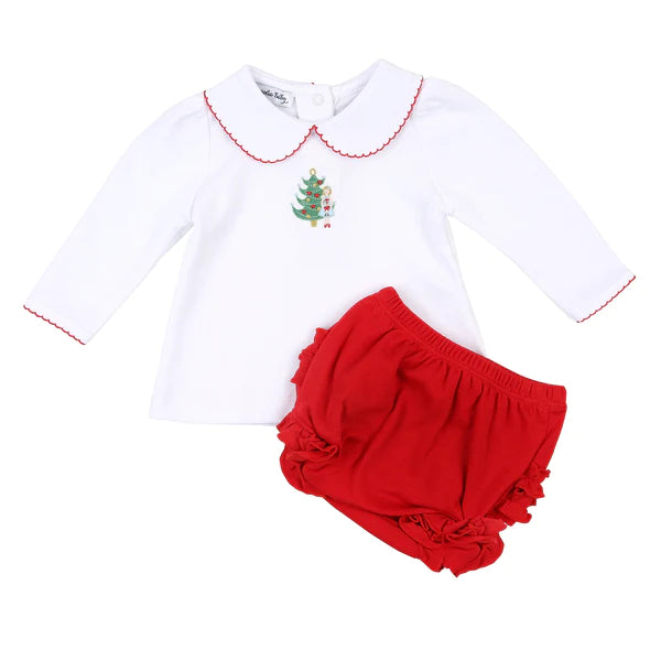 Nutcracker Holidays Embroidered Collared Ruffle Diaper Cover Set