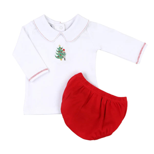 Nutcracker Holidays Embroidered Collared Longsleeve Diaper Cover Set