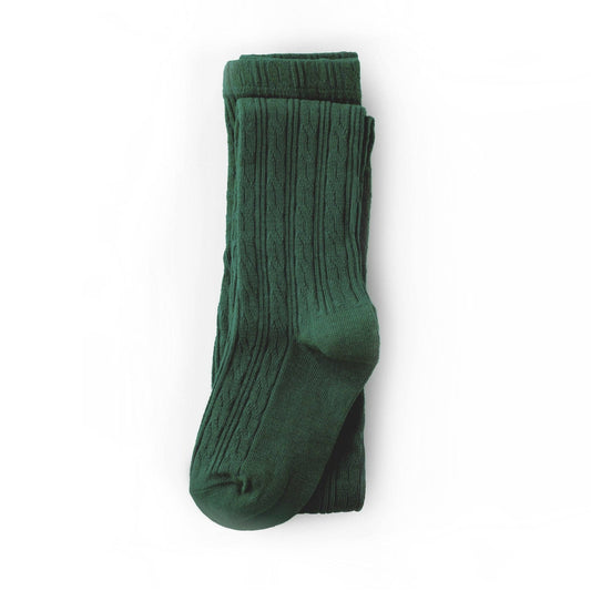 Little Stocking Co. - Forest Green Cable Knit Tights