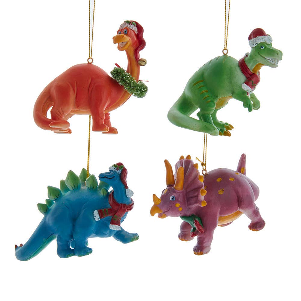 4"RESIN MULTI COLOR DINOSAUR ORNAMENT 4A