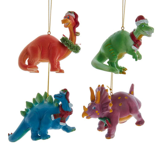 4"RESIN MULTI COLOR DINOSAUR ORNAMENT 4A