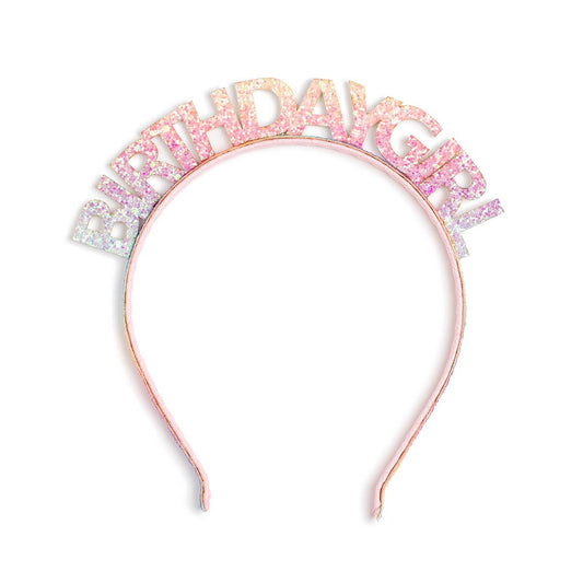 Pastel Rainbow Birthday Girl Headband