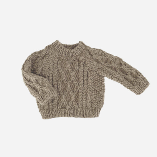 The Blueberry Hill - Fisherman Sweater, Flax | Kids and Baby Sweater