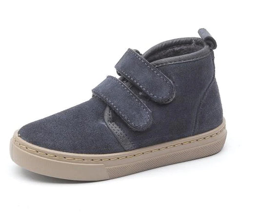 Navy Blue Suede Velcro Boot