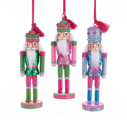 6"WOODEN MULTI PREPPY NUTCRACKER ORNAMENT 3A