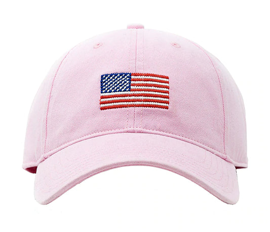 Kids American Flag on Light Pink Baseball Hat