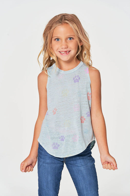 Girls Linen Jersey Shirttail Muscle Dog Charity Tank