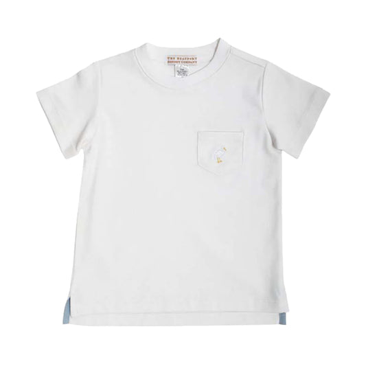 Carter Crewneck Pocket and Stork in Worth Avenue White/Multicolor