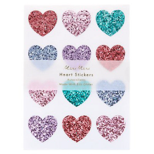 Rainbow Glitter Heart Stickers