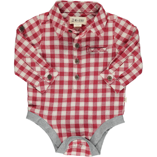 Jasper Woven Onesie Red/Cream