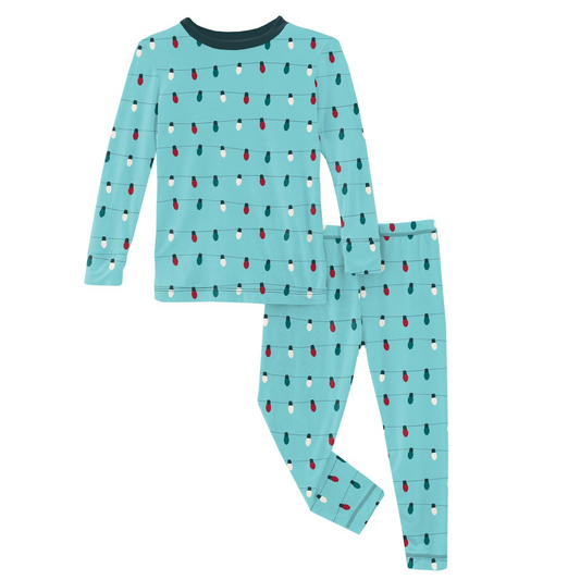 Print Long Sleeve Pajama Set | Iceberg Holiday Lights