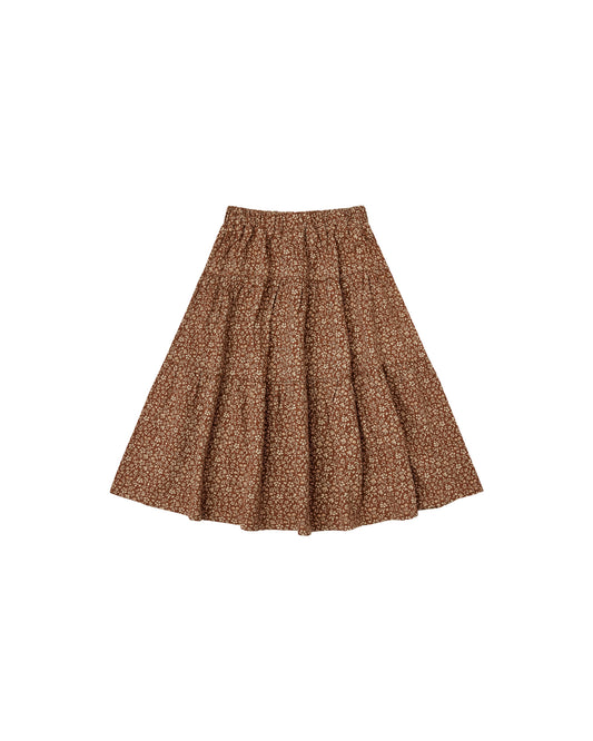 Tiered Midi Skirt | Chocolate Floral