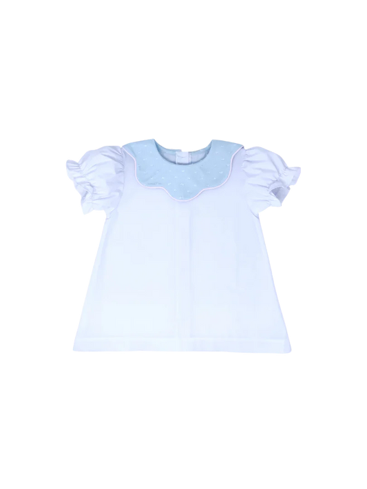 Scarlett | Blue Swiss Dot