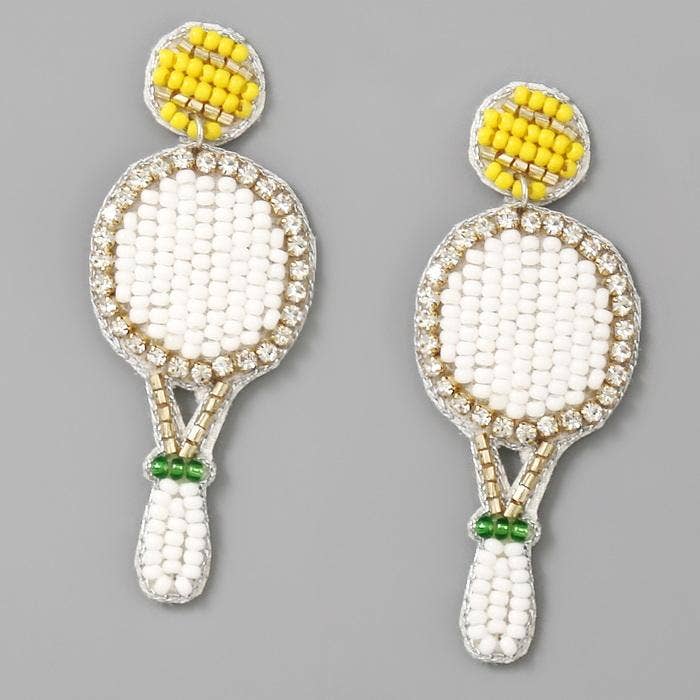 OBX Prep  - Tennis Racquet Seed Beaded Drop Earrings