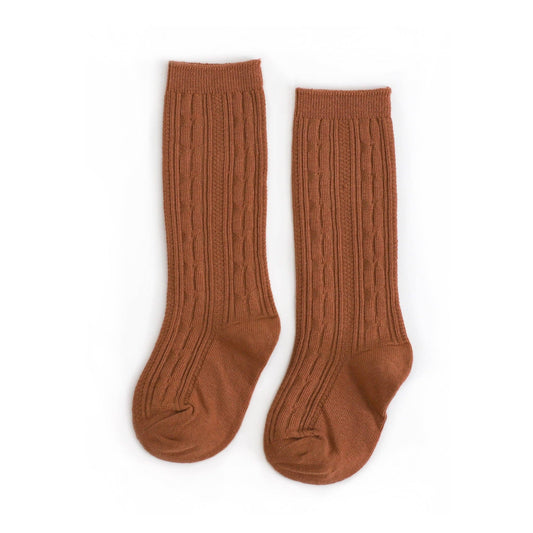 Little Stocking Co. - Sugar Almond Cable Knit Knee High Socks