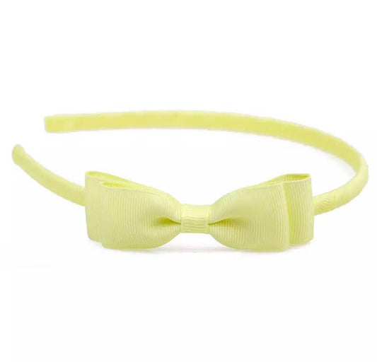 Lolo Headbands and Accessories - Solid Grosgrain Bow Headbands- Pale Yellow