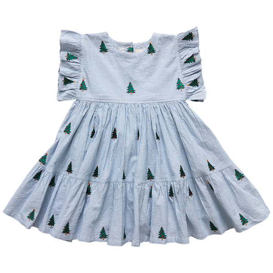 Girls Kit Dress Tree Embroidery