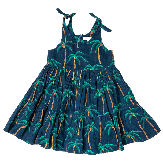 Taylor Dress | Navy Palm Trees