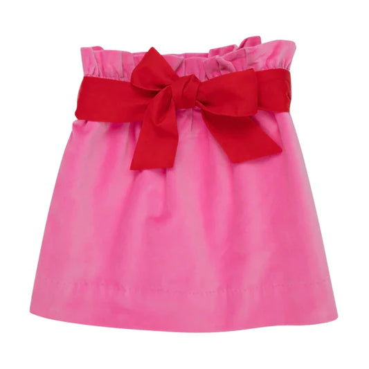 Beasley Bow Skirt Velveteen Hamptons Hot Pink/Red