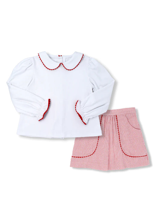 Better Together Skirt Set Longsleeve | Red Windowpane