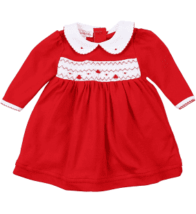 Clara and Colton Smocked Collared Longsleeve Dress
